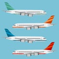 Set of colorful flat airplanes.