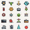 Set of 16 colorful flat line icons for web and mobile applications Royalty Free Stock Photo