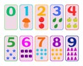 Set of colorful flat numbers for the bill. Children learning to count. Royalty Free Stock Photo