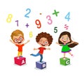 set of colorful flat numbers and childrens Royalty Free Stock Photo