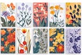 Set of colorful flower wall panels isolated illustration Royalty Free Stock Photo