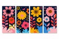Set of colorful flower wall panels isolated illustration Royalty Free Stock Photo