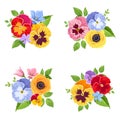 Set of colorful flowers. Vector illustration.