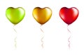 Set of colorful foil Heart Shaped balloons on transparent white background. Party Balloons event design decoration. Mockup for Royalty Free Stock Photo