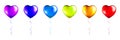 Set of colorful foil Heart Shaped balloons on transparent white background. Rainbow. Mockup for balloon print. Vector Royalty Free Stock Photo