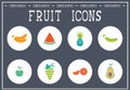 Set of colorful fruit icons