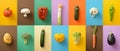 Set of colorful funny vegetables with face