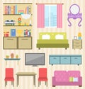 Set of Colorful Furniture of Room for Your Interior of Apartment Royalty Free Stock Photo