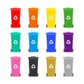 Set of colorful garbage bins