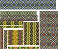 Set of Colorful Geometric Ethnic Patterns for Embroidery Stitch Royalty Free Stock Photo