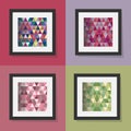 Set of colorful geometrical triangle patterns frames