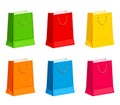 Set of colorful gift or shopping bags. Vector illustration. Royalty Free Stock Photo