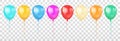 Set of Colorful Glossy Balloons on Transparent Background. Vector Royalty Free Stock Photo