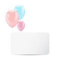 Set of colorful glossy hellium balloons with white paper