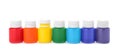 Set of colorful gouache paints on white background. Royalty Free Stock Photo