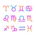 Set of colorful gradient neon astrological signs