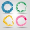 Set of colorful grunge circle strokes for frames, icons, d Royalty Free Stock Photo