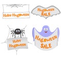 Set of Colorful Halloween Icons with Congratulations. Royalty Free Stock Photo