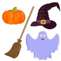 Set of colorful halloween icons. Royalty Free Stock Photo