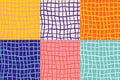 Set of colorful hand drawn checkered patterns with pencil. Vector scribbles, stripes Royalty Free Stock Photo