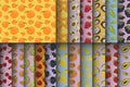 Set of colorful hand drawn fruit patterns Royalty Free Stock Photo