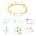 Set of colorful hand-drawn vector borders, frames and design elements Royalty Free Stock Photo