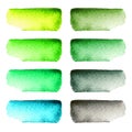 Set of colorful hand-painted watercolor brush strokes isolated on white background. Royalty Free Stock Photo