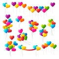 Set of colorful heart vector kids balloons. Royalty Free Stock Photo