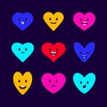Set of Colorful hearts emoticons