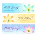 Set of colorful hello spring season banner