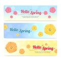 Set of colorful hello spring season banner