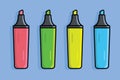 Set Of Colorful Highlighter Pen vector illustration. Royalty Free Stock Photo