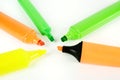 Set of colorful highlighter on white background