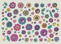 Set of colorful hippie flowers