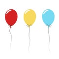 Set of colorful holiday balloons on a shoelace. Simple bright flat illustration Royalty Free Stock Photo