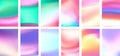 Set of colorful hologram banner. Abstract holographic wavy gradient mesh color backgrounds Royalty Free Stock Photo