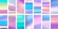 Set of colorful hologram banner. Abstract holographic wavy gradient mesh color backgrounds Royalty Free Stock Photo