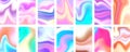 Set of colorful hologram banner. Abstract holographic wavy gradient mesh color backgrounds Royalty Free Stock Photo