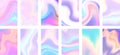 Set of colorful hologram banner. Abstract holographic wavy gradient mesh color backgrounds Royalty Free Stock Photo