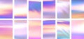 Set of colorful hologram banner. Abstract holographic wavy gradient mesh color backgrounds Royalty Free Stock Photo