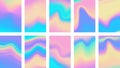 Set of colorful hologram banner. Abstract holographic wavy gradient mesh color backgrounds Royalty Free Stock Photo