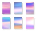 Set of colorful hologram paper card. Abstract holographic wavy gradient mesh color backgrounds