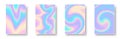 Set of colorful hologram paper card. Abstract holographic wavy gradient mesh color backgrounds