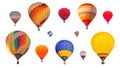Colorful hot air balloons isolated on white background Royalty Free Stock Photo