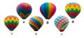 Set of colorful hot air balloons isolated on white background included Royalty Free Stock Photo