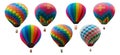 Set of colorful hot air balloons isolated on white background included clipping path Royalty Free Stock Photo