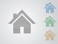 A set of colorful house vector logos for real estate business using straight lines on white background illustration