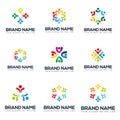 Set colorful human team logo design vector