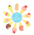 Set of colorful ice cream desserts. Vector illustration