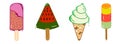 Set of colorful ice cream icon illustrations. Idea for damask, paper, templates, summer holidays, food sweet themes. Isolated Royalty Free Stock Photo